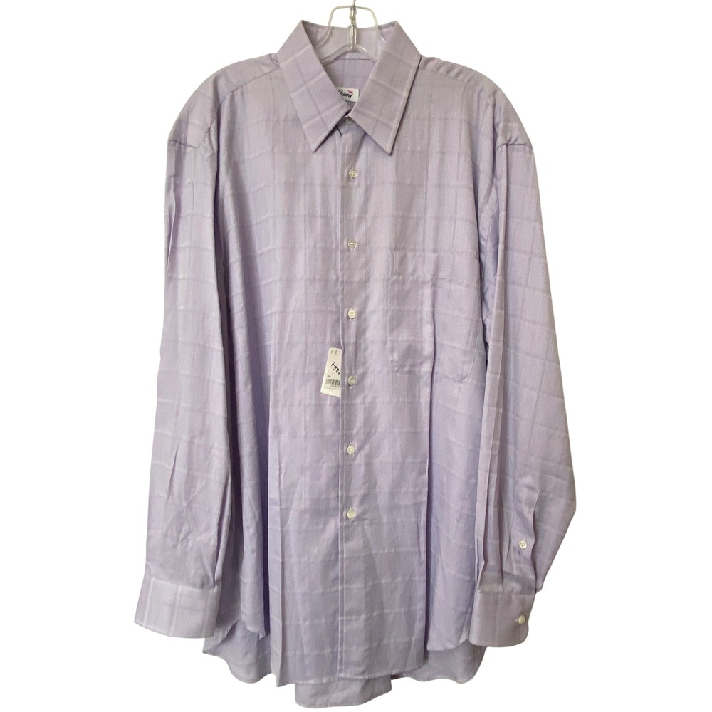Brioni Men's L Purple Grid Cotton Long Sleeve Button Down Shirt Italy Large NWT